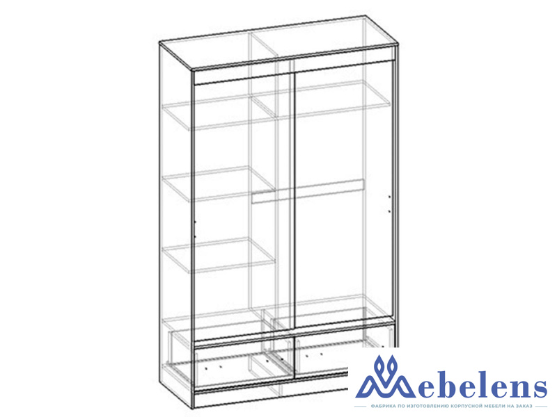 Шкаф-купе 2-х дверный Медиум 45 глубина